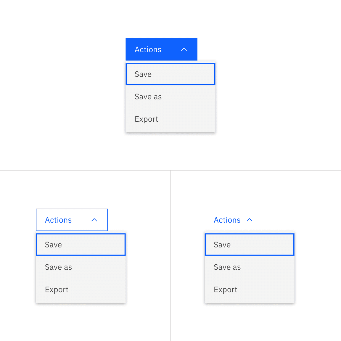 Menu button variants